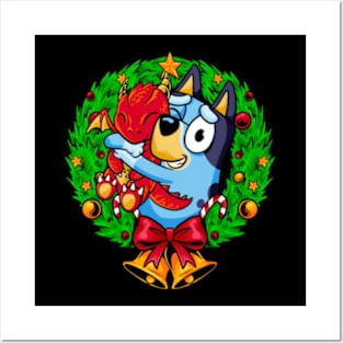 cristmas bluey Posters and Art